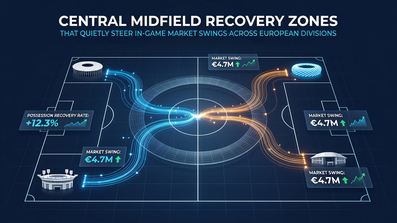 Heatmap visualization of central midfield recovery zones in top European divisions