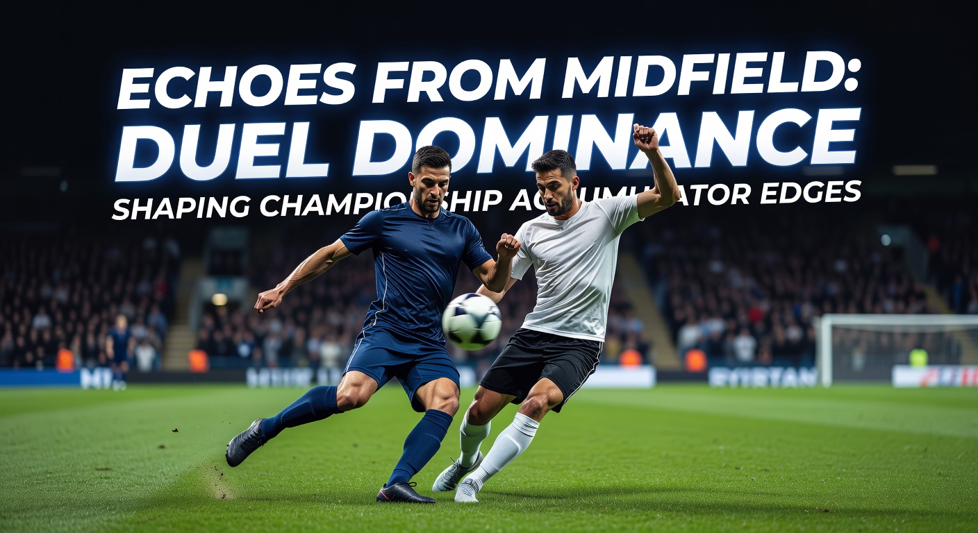 Midfielder winning an aerial duel under pressure from opponents in a packed Championship midfield