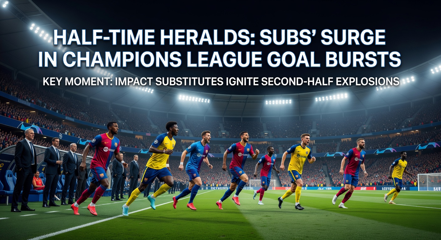 Close-up of a halftime substitute warming up on the sidelines during a tense Champions League match, with tactical board in view