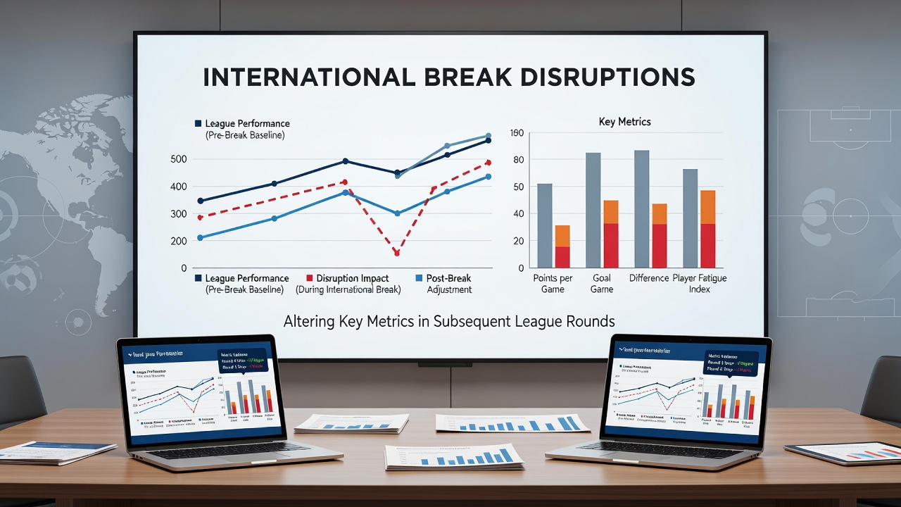 Statistical charts showing changes in league metrics after international breaks