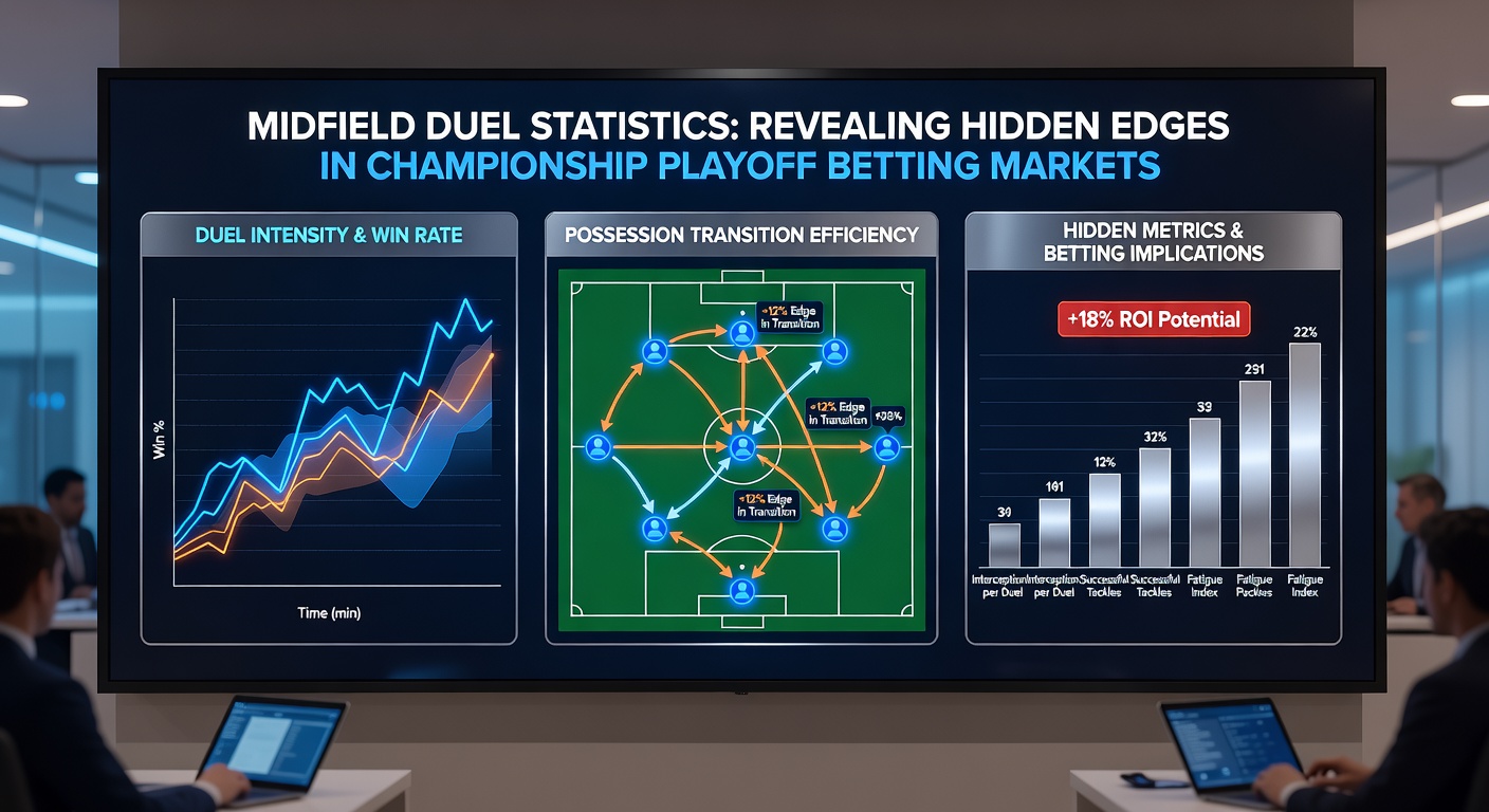 Statistical dashboard displaying midfield duel success rates for Championship teams