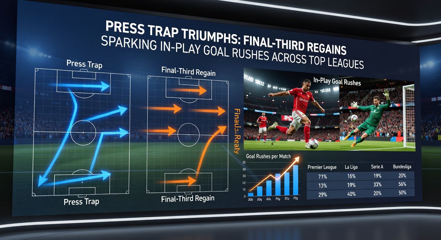 Bayer Leverkusen players execute a high press trap in the Bundesliga, regaining the ball in the final third and launching a goal-scoring move