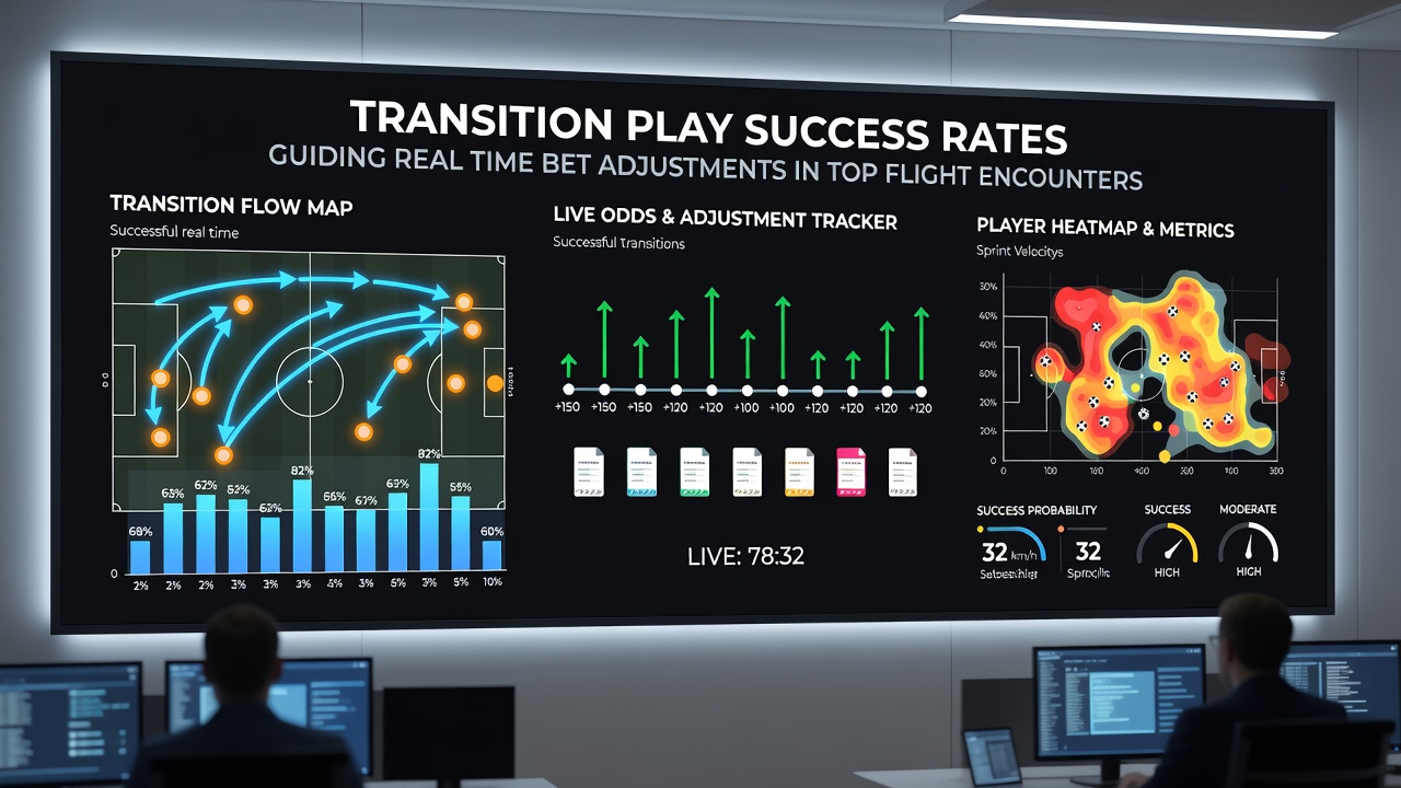 Analyst reviewing transition play statistics on a tablet during a live top-flight football broadcast